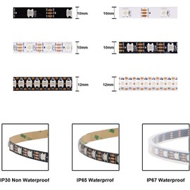 LOAMLIN WS2812B Individually Addressable RGB LED Strip 16.4FT 5050SMD Smart Flexible Dream Full Color 60Pixels/m Black PCB Light IP67 Waterproof DC5V (Black PCB, 16.4FT 300LEDs IP67)