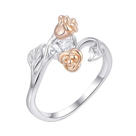 YL Rose Ring 925 Sterling Silver Cut Pear Shaped White Cubic Zirconia Ring for Women Mother Girlfriend, Sterling Silver, Cubic Zirconia