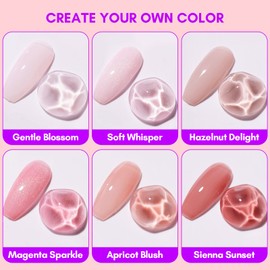 Makartt Gel Nail Polish, Natural Nude Jelly Pink Milky White Red Glitter Gel Polish 6PCS Spring 8ML Soak Off UV LED Gel Polish Set Manicure DIY Nail Art Designs Home Salon