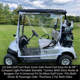 Keyfit Tools RainDay Golf Cart Rain Cover Side Panel Door Shield ~ Fast Easy On & Off ~ Portable Storable for Use On Golf Carts Fold Away Roll Up Driver Or Passenger Side Rain Wind Blocker Curtain