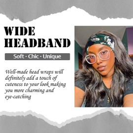 STGDAK Wide Headbands Floral Print Boho Headband Non Slip Hair Wraps Knotted Sweatbands Elastic Turban Hairbands Workout Yoga Hair Bands Soft Bandanas Hair Accessories for Women