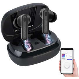 auvisio Bluetooth Headphones: In-Ear Stereo Headset with ANC, Bluetooth 5.2, Charging Box, App, Black (Noise Cancelling Headphones, Headphones NV, Bluetooth)