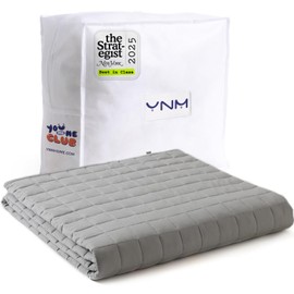 YnM 15lbs Weighted Blanket for Adults, Cotton Heavy Bed Throw Blanket with Cooling Glass Beads for All Season Use, Ideal for ~140lbs (48x72 Inches, Twin/Full, Light Grey)