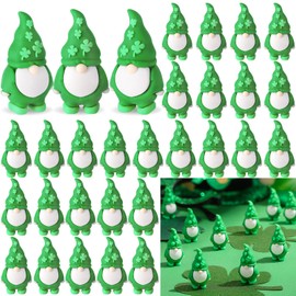 DoubleFill 25 Pcs St. Patrick's Day Mini Gnomes Figures Tiny Gnomes for St. Patrick's Day Gift Small Gnome to Hide Rubber Gnome Statues for St. Day Party Favors Goodies Bag Accessories