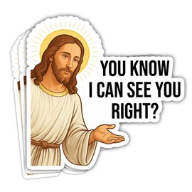 VOTANTA (3 Pcs, 3 inch) - You Know I Can See You Right Sticker, I Saw That Stickers, Funny Jesus Decal, Bible Verse Religious Christian Faith Gifts Decoration for Laptops, Phones, Water Bottles