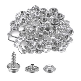 sourcing map 50 Set Canvas Snaps Kit Marine Grade 15mm Snaps Stainless Steel 15mm Screw Snap Fasteners Kit Snaps Buttons for Boat Cover Carpet Repairing, Silver Tone