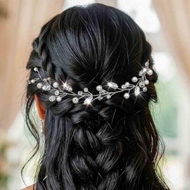 Asooll Adornos Para El Cabello De Novia Con Perlas, Cristales Plateados Y Diademas. Accesorios Para El Cabello De Novia.