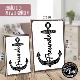TypeStoff Wooden Sign with Saying “Freunde sind ein Hafen”, Vintage Look with Quote as a Gift and Decoration, Friendship Theme