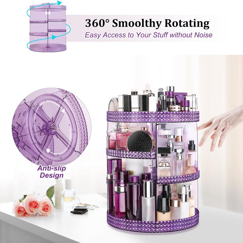 Awenia Makeup Organizer 360-Degree Rotating Plus Size, Adjustable Makeup Storage,