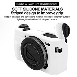 G7X2 Camera Case, Lightweight Soft Protective Travel Camera Case Cover for Canon PowerShot G7X Mark III DSRL Camera White