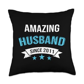 13 Years Wedding Anniversary Amazing Husband Since 2011 Throw Pillow