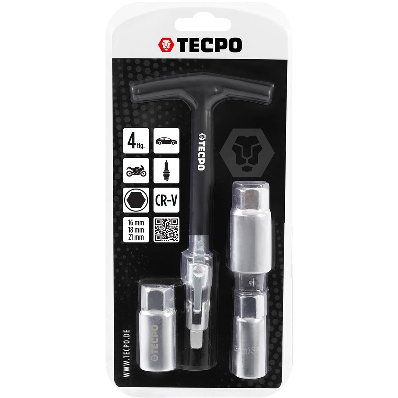 TECPO Spark Plug Wrench Set with T-Handle, 240° Swivel, for