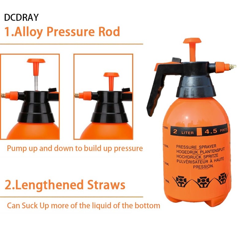 DCDRAY 2L Handheld Garden Pump Sprayer 0.5 Gallon Water Mist