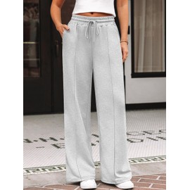 AUTOMET Womens Wide Leg Sweatpants Baggy Lounge Travel Pants Fall Fashion Outfits 2025 Winter Clothes Joggers Gray XS