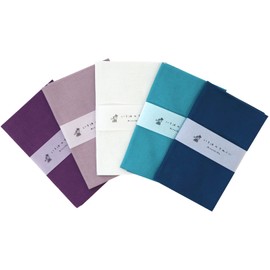KOMESICHI Iroha Color Solid Color Tenugui, Set of 5, 100% Cotton, Made in Japan, Anti-fray Treatment, 34.3 x 13.0 inches (87 x 33 cm), B Pattern