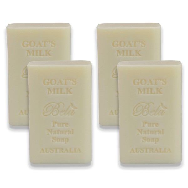 Bela Bath & Beauty, Bela Pure Embossed Soap Bars, Goat's Milk, With Shea Butter and Essential Oils, 6.5 oz Each - Set of 4