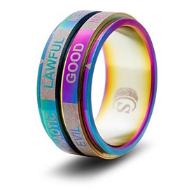 CritSuccess Alignment Dice Ring with Double Spinner (Size 12 - Stainless Steel - Rainbow)