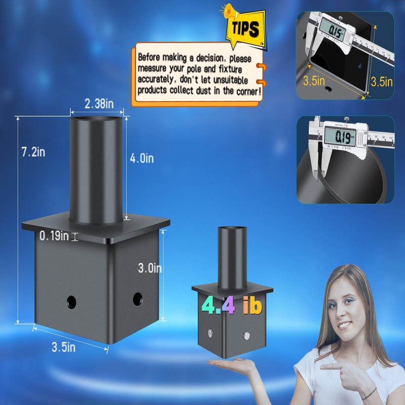 LEDMO Tenon Adapter for 4" Square Pole, 2-3/8" O.D. Vertical