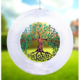 ISEO XL Tree of Life Wind Spinner for Yard and Garden, Hanging Outdoor Decor, Yard Art, Porch and Patio Decorations, Metal Wind Spinners Outdoor, Weather Resistant, 15”