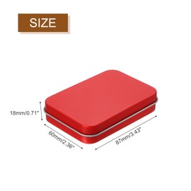 uxcell Metal Tin Box Containers, 4Pcs 3.4x2.4x0.7 Inch Red Rectangular Metal Hinged Tin Box Mini Portable Storage Container Kit with Lid for Home Storage