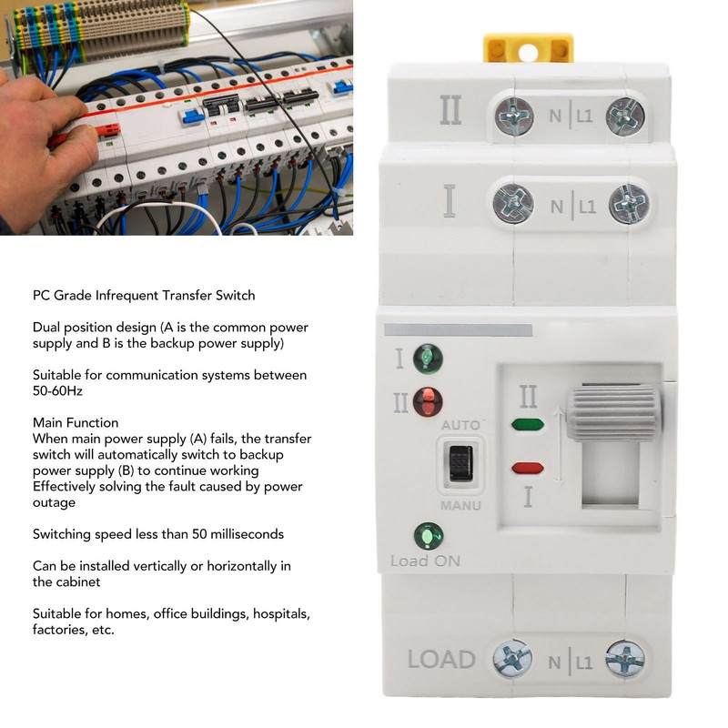 Dual Power Automatic Transfer Switch 2P 10A Millisecond Switching Generator