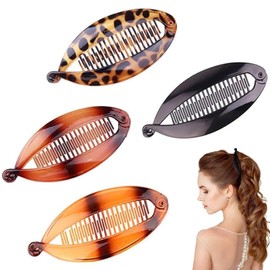 4 PCS Banana Hair Clip for Fin, Banana Hair Clip, Banana Clips for Fine Hair Comb Double Banana Clip, Comb Clip Women's Hair Accessories Fishtail Hair Clip Set for Women Girls.