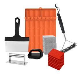 16PCS Blackstone Griddle Cleaning Kit – Complete Griddle Cleaning Kit with Stainless Steel Tools, Grill Stones, Scraper, Scouring Pads & Silicone Mat for Flat Top Grills