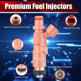 MACAX Set of 4 Fuel Injectors 23209-79135 FJ793 Replacement Compatible with Toyota Tacoma 2.4L 2.7L 1999 2000 2001 2002 2003 2004 4Runner 2.7L 1998-2000 - Replaces 23250-75080