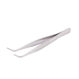 Utoolmart 1pcs 125mm Lenght Stainless Steel Tweezers with Curved Pointed Serrated Tip