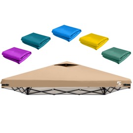 10x10 Pop Up Canopy Replacement Top Cover with Air Vent for Straight Leg Canopy Tent, Waterproof for Outdoor Garden Patio Camping Sun Shade (Khaki)