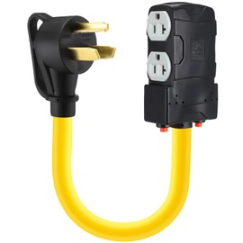 Tellegloww 110V Dryer Distribution Adapter Compatible with NEMA 10-30P to NEMA 4X 5-20R/ 5-15R, 3 Prong Dryer Wall Socket to Four Household Outlet with Dust Protection Caps (1.8 ft)