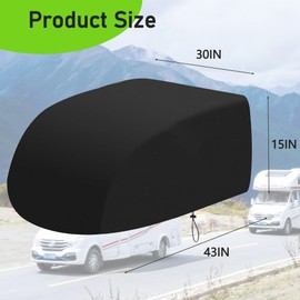 RV Air Conditioner Cover, 600D Waterproof Outside Camper Travel Trailer AC Covers for Roof for Dometic Brisk II, A/C Dust Proof Protective Cover Accessories with Drawstring (43"L x 30"W x 15"H)