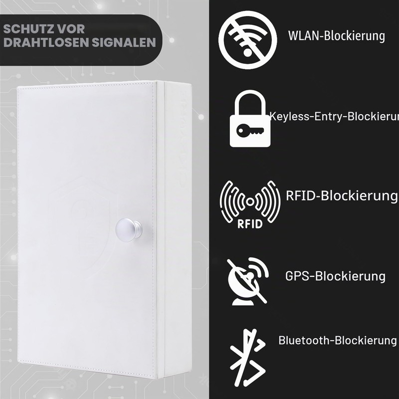 CKEYURE Premium XL PU Leather Faraday Box for Car Keys