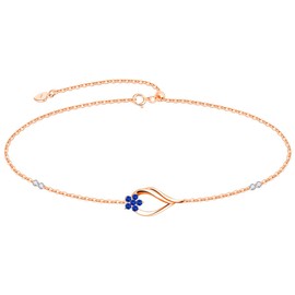 Naniwaai Women's Bracelet, Flower Bracelet, Birthstone Bracelet, 925 Silver, Hypoallergenic Bracelet, Popular for Women, Cherry Blossom Bracelet, Gift, Anniversary, Birthday, Wedding, Holiday,