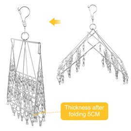 WudTus Folding Laundry Hanger, 36 Pinch Hanger, Laundry Dryer, Stainless Steel Rotating Laundry Hanger, Corner Hanger, Designed to Last and Last Against UV Degradation, For Indoor and Outdoor Use, Strong Spring Jeans, Windproof Hook, Suitable for Stockin