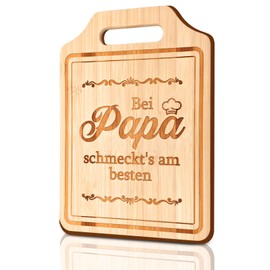 Gifts for Dad Chopping Board Kitchen Bamboo, Chopping Boards with Engraving Bei Papa schmeckts am besten Funny Gifts for Dad, Cutting Board, Birthday Gift, Christmas Gifts for Dad