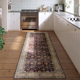 Runners for Hallways Kitchen Runner Rug Non Slip 2'x10' Long Washable Runner Rugs with Rubber Backing Soft Vintage Carpet Runner for Hallways, Kitchen, Laundry, Bedroom, Bathroom (Dark Espresso)