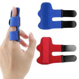 Pack of 2 Finger Splints, Adjustable Finger Support, Finger Stabiliser with Built-in Aluminium Strap for Broken, Sprains, Arthritis, Tendonitis and Swollen Fingers