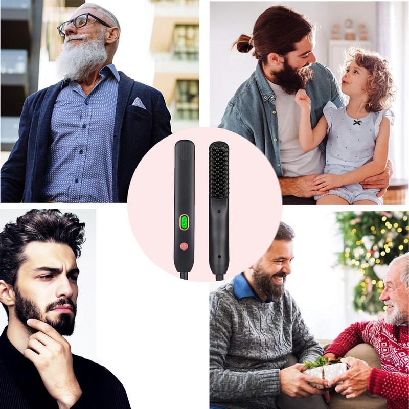 ​​BenRich Beard Straightener for Men, Professional Heated Straightening Comb with