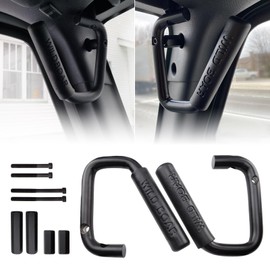 MEALAM Front Grab Handle Kit Aluminum Alloy Grab Bar for 2007-2018 Jeep Wrangler JK JKU Rubicon Sport Sahara (Black)
