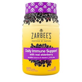 Zarbee’s Daily Immune Support* Gummies with Real Elderberry, Vitamins A, C, D3, E, Zinc, Antioxidants and Flavonoids, No Artificial Sweeteners or HFCS