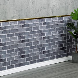 Haimin 3D Wall Panels Peel and Stick （23.6x11.8in） 10 PCS IXPE Foam 3D Wallpaper, Faux Brick Wall Panels Faux Stone Foam Self Adhesive Textured Rock Pattern (Grey Brick)