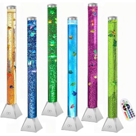 CALOVER 4FT Sensory Water Bubble Tube Floor Lamp– Fake Aquarium Tank Night Light for Home, Office, Sensory Room and Christmas Holiday, Birthday Gift for Kids, Autism, Men & Women