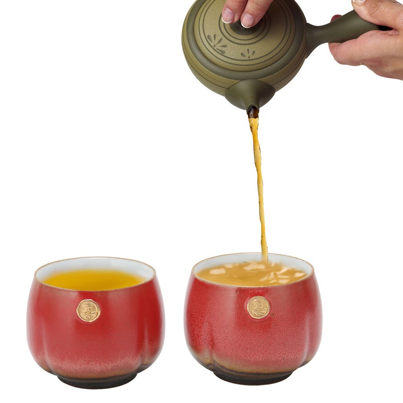 2Pcs Ceramic Cup Vintage Chinese Style Tea Cup Kung Fu