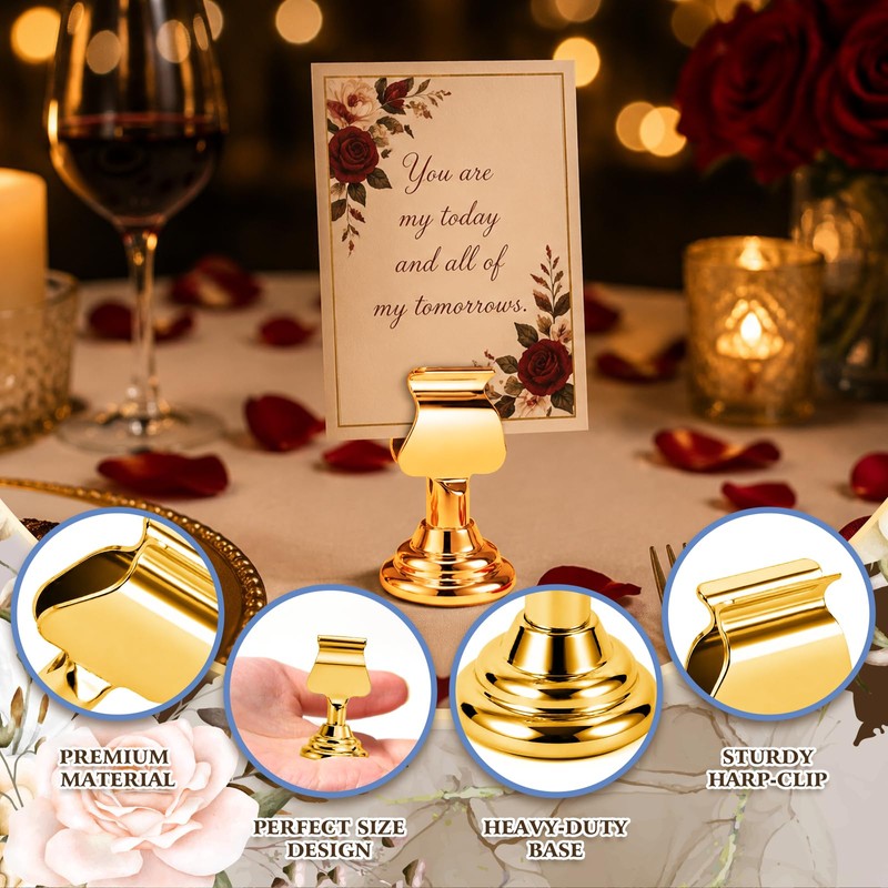 24 Pcs Gold Number Table Clips, 1.7 inch Metallic Gold
