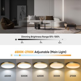 Lightania 13 Inch Flush Mount Ceiling Light with Remote Control & Night Light, 5CCT Dimmable Ceiling Light Fixture, 25W 2500LM 2700K-6500K Adjustable LED Ceiling Lights for Bedroom Kitchen Living Room