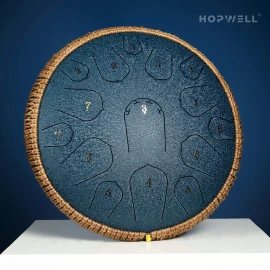 HOPWELL Steel Tongue Drum - 14 Inch 15 Note Tongue Drum - Hand Pan Drum with Music Bo...