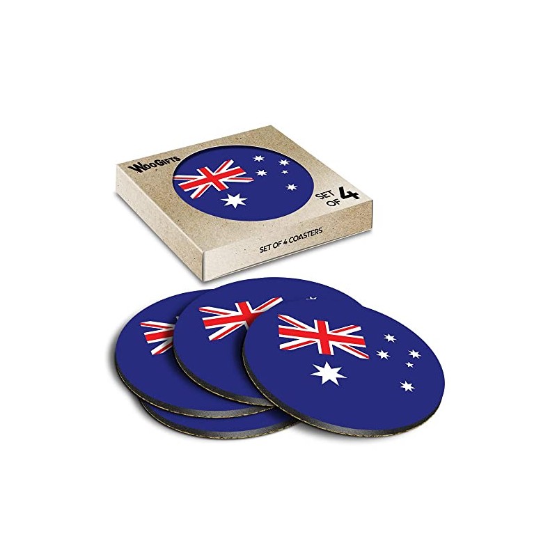 4 x Round Coasters - Australian Flag Australia Sydney Perth