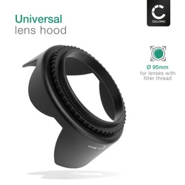 CELLONIC® Lens Hood Compatible with Diameter 95 mm Filter Thread Lens Sun Visor Camera Lens Hood
