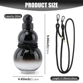 Trasylph Retro-Inspired Gourd-Style Water Bottle - Large Capacity and Durable Crystal Gourd Bottle (Black)